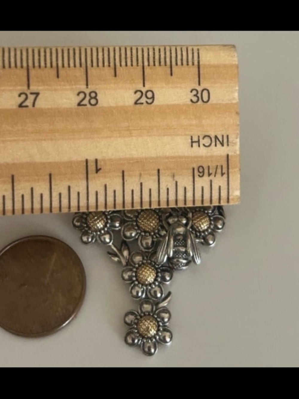 Barry Kieselstein KC Studio Silver 14K Gold Flower Bee Cross Enhancer Pendant - Picture 12 of 13